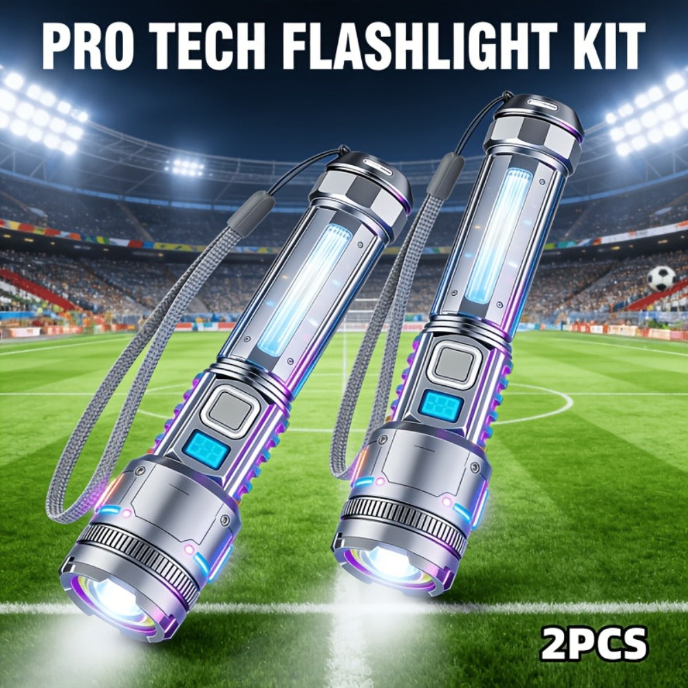 High-Intensity Flashlight 4pcs Set - Ultra Bright Rechargeable Zoomable Handheld Flashlight with Magnetic Base Adjustable Beam Multiple Modes Portable Work Light for Camping Fishing Outdoor Emergency