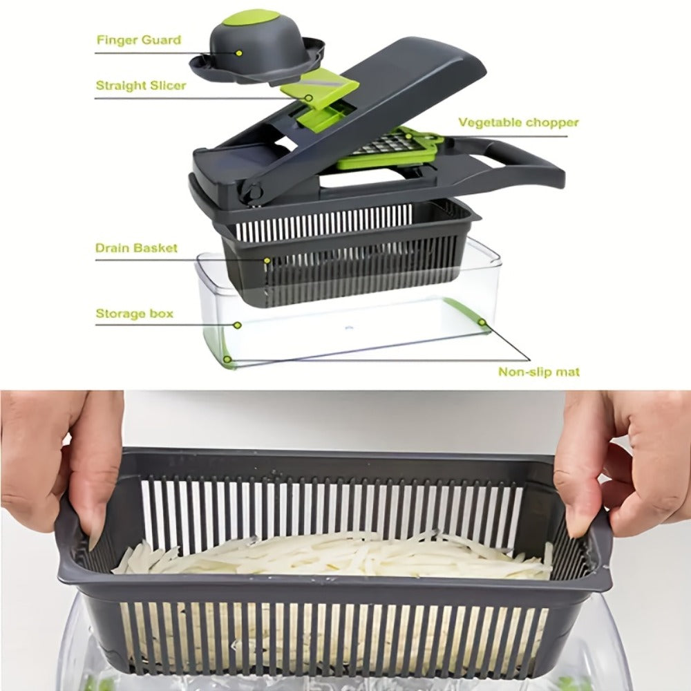 Vegetable Chopper Multifunctional Food Slicer Dicer Cutter 8 Blades Kitchen Tool Set