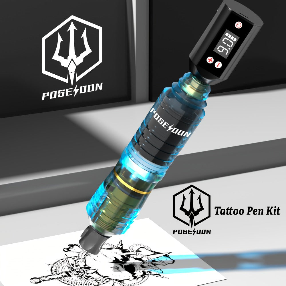 Tattoo Pen Kit Complete Beginner Set - Wireless Battery Tattoo Pen 1400mAh LCD Screen, 10pcs Cartridge Needles, 11 Color Inks, Power Supply, Coreless Motor Low Noise, Tattoo Gun Kit for Beginners
