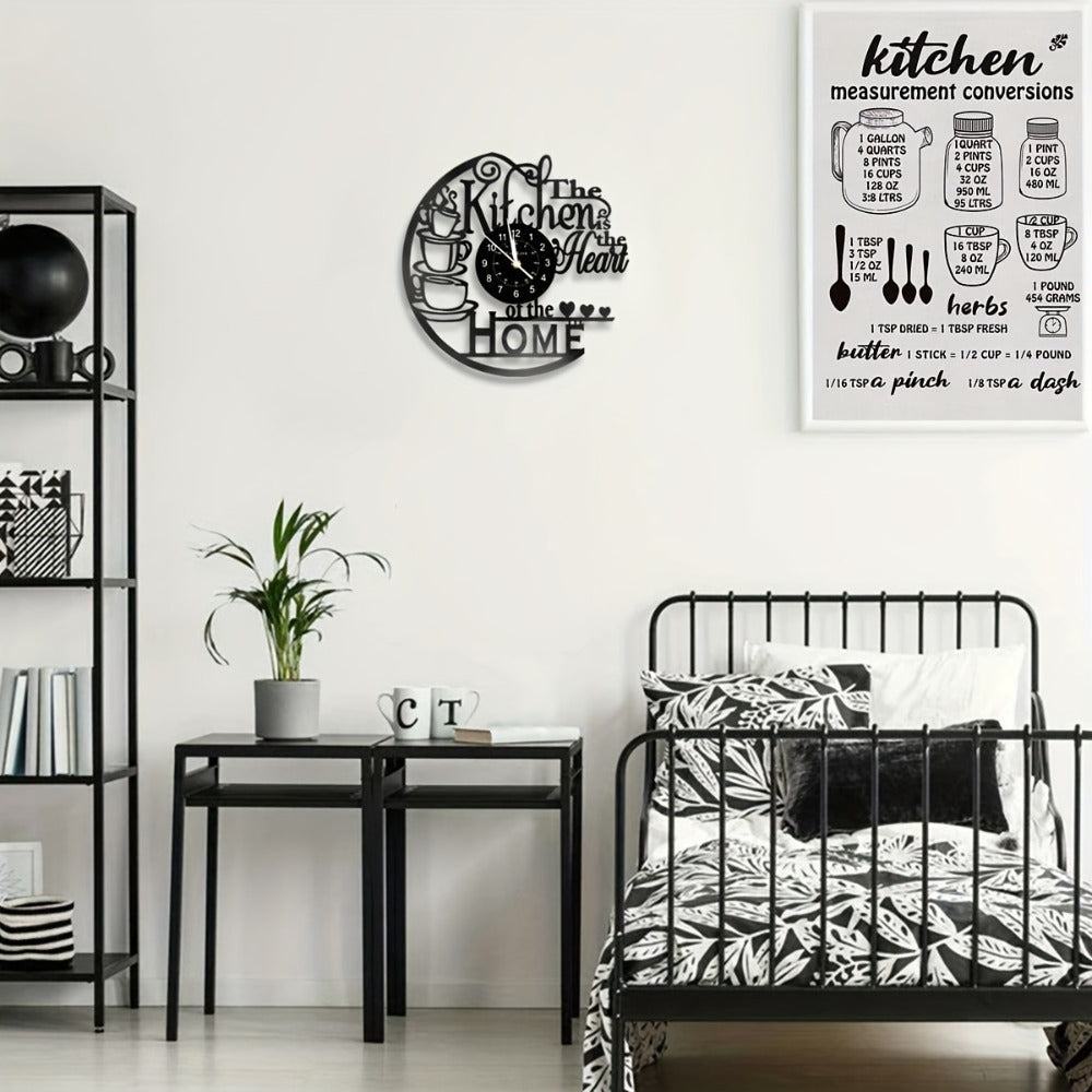 Coffee Vinyl Record Wall Clock Silent, Decorative Coffee Cup Design Clock for Kitchen Living Room Bedroom, Unique Home Decor Gift for Coffee Lovers Christmas Birthday