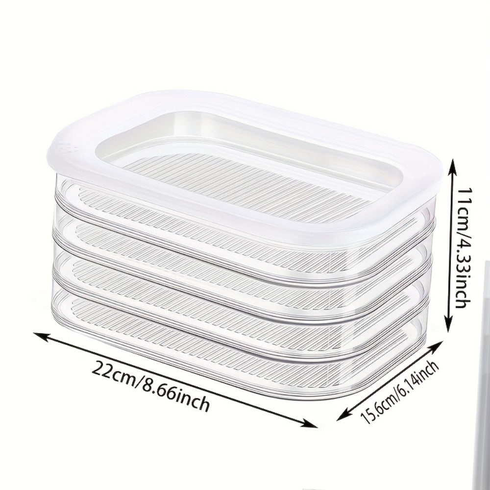 Stackable Refrigerator Organizer Containers 4-Tier with Lids ¨C Meat Preservation Box, Food Storage for Vegetables, Fruits & Cooked Meats, Fridge Organization Set