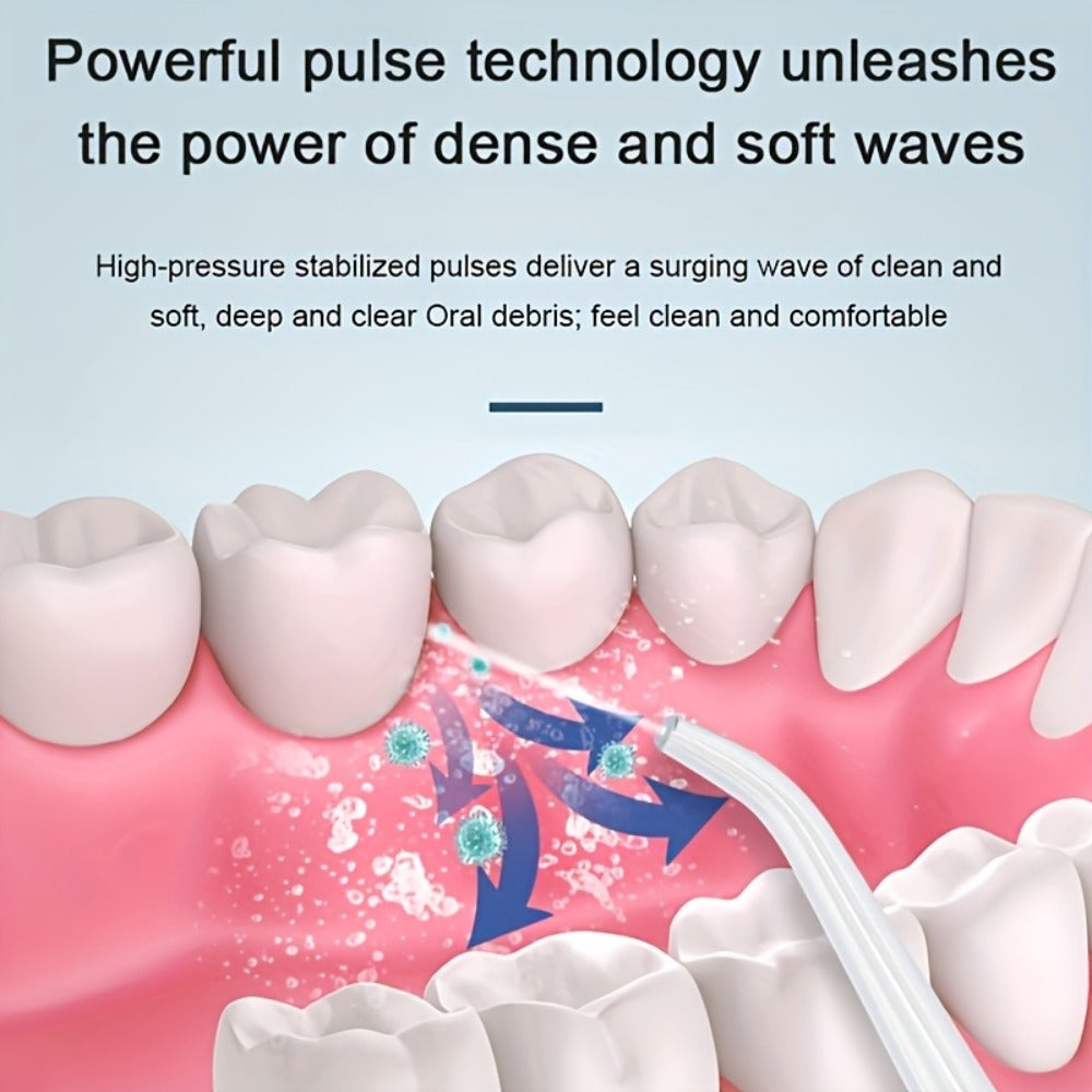 Cordless Oral Irrigator Water Flosser - 3-Mode Portable Electric Dental Cleaner with 4 Function Nozzles, Fully Automatic Oral Scrubber, Plaque Removal, USB Rechargeable, Travel-Friendly, Home Dental Care