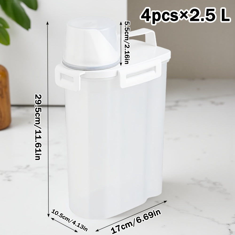 Airtight Food Storage Containers 2/4/6 Pack - BPA-Free 2.5L & 3L Plastic Pantry Bins with Lids, Measuring Cup, Leakproof Seal for Nuts, Flour, Rice, Kitchen Organizer