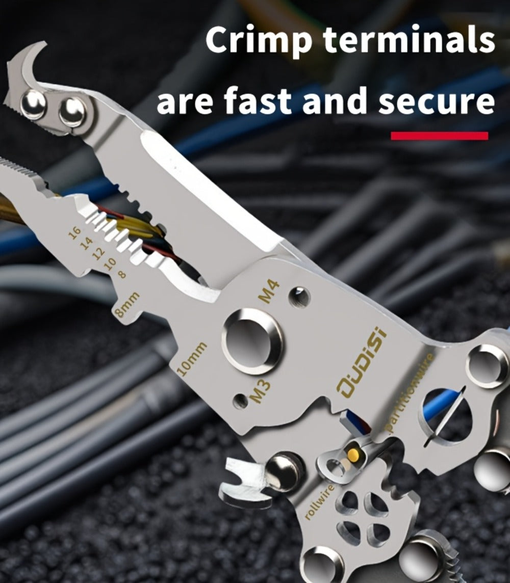 Folding Wire Stripper Multifunctional Pliers Crimping Cutter Tool for Electrician Cable DIY Electronic Maintenance Compact Portable Anti-Slip Spring Clip Car Toolbox Hand Tool