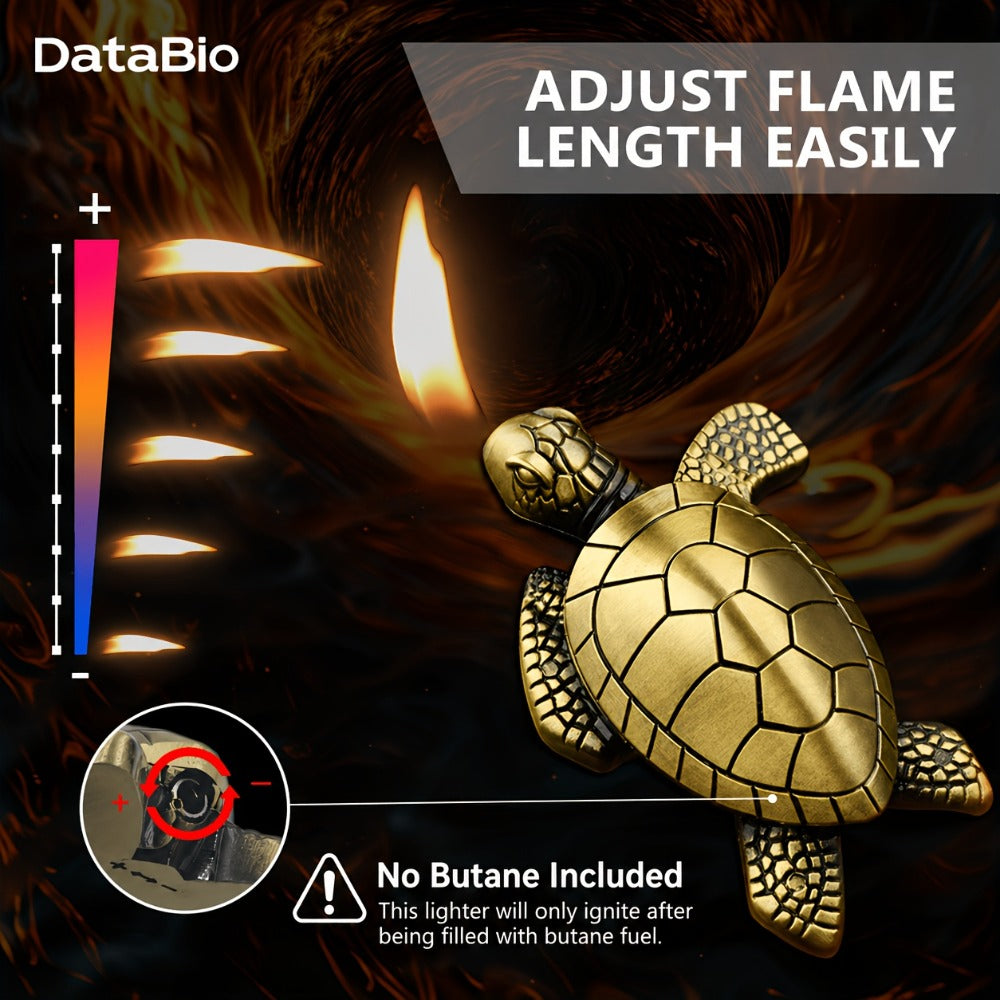 Turtle Lighter Refillable Soft Flame - Creative Novelty Butane Lighter with Adjustable Flame, Aluminum Alloy Shell, Desktop Portable Design, Cool Gift for Men, Birthday Holiday Gift, Golden & Bronze