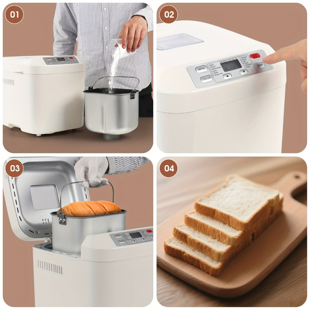 Bread Machine 2LB 12-in-1 Bread Maker with Gluten-Free Setting, Nonstick Pan, 2 Loaf Sizes, 13H Delay Timer & 1H Keep Warm ¨C Automatic Home Bread Maker for Fresh Homemade Bread Every Day