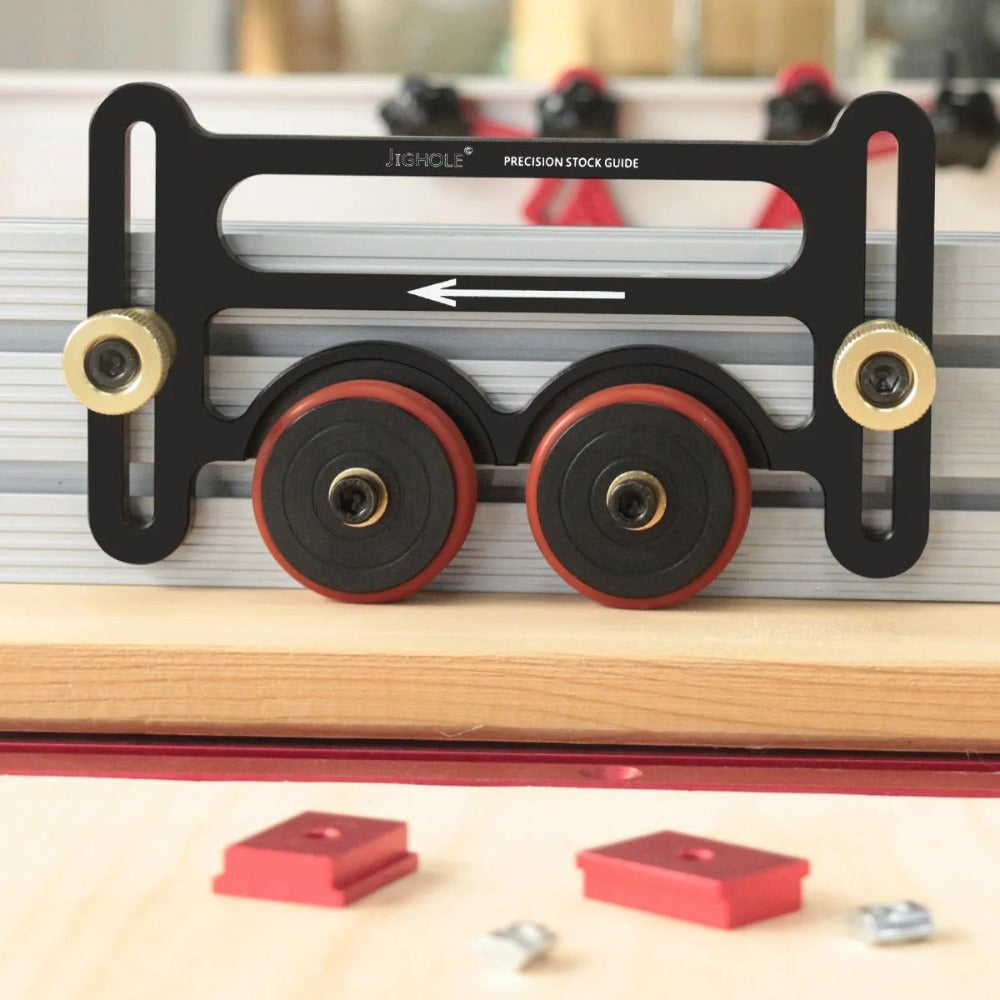 Feather Board Roller Guide for Table Saw ¨C Aluminum Alloy One-Way Safety Stock Feeder with T-Track Mount, Anti-Kickback Woodworking Press Guide Tool