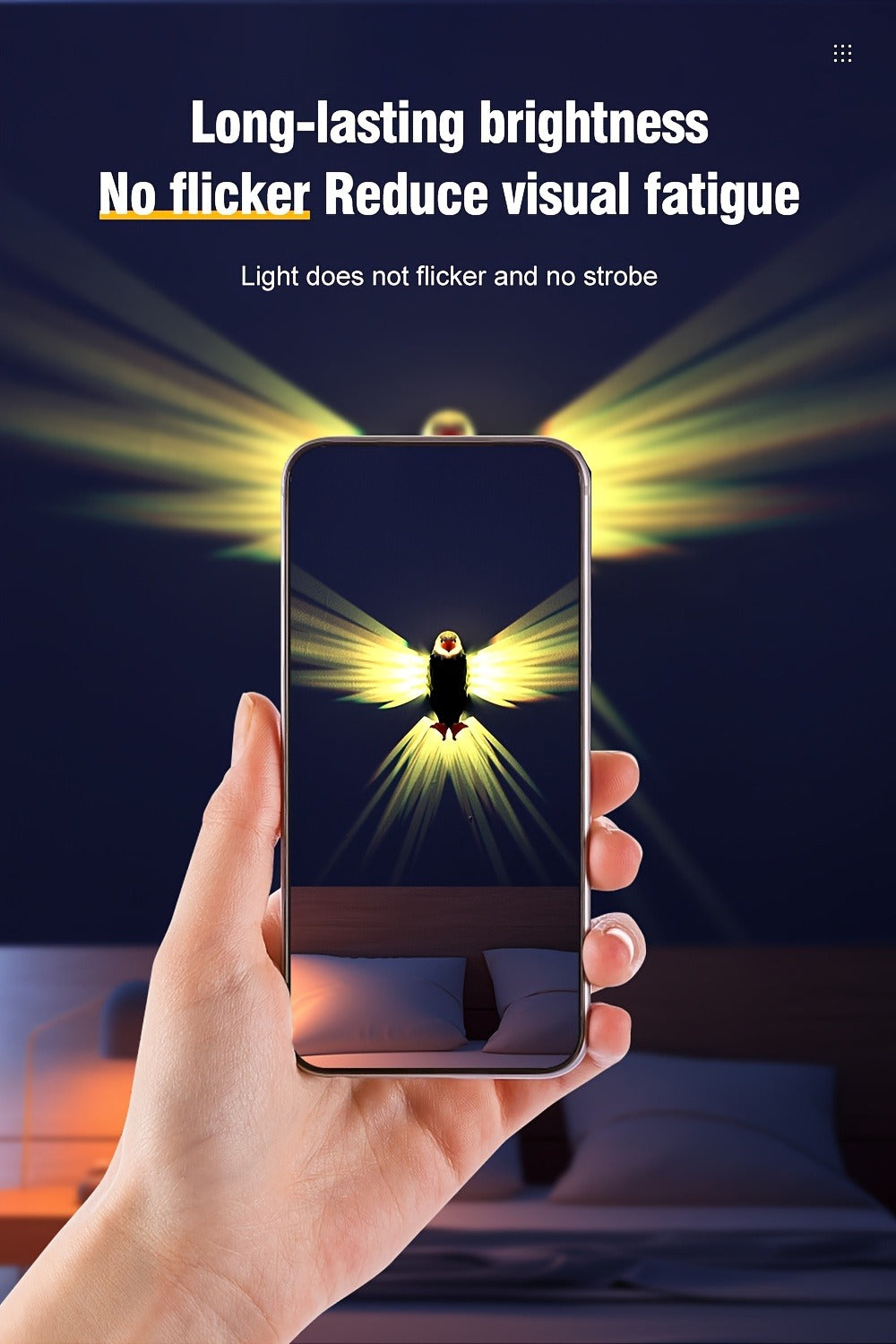 Eagle LED Wall Lamp ¨C Colorful Ambient Night Light with Motion Sensor, Rechargeable Battery, Remote Control & Magnetic Wall Mount for Bedroom Living Room Corridor Hallway Decor (Black)
