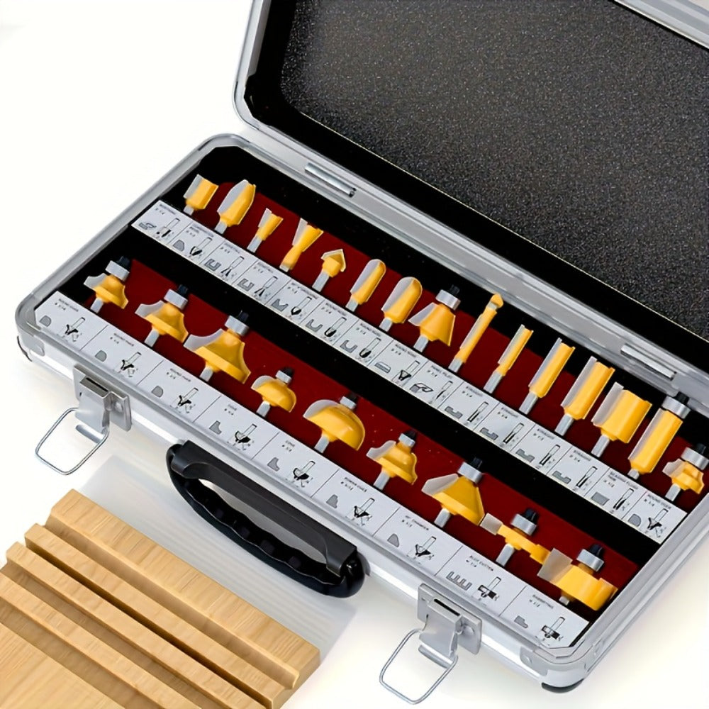Woodworking Router Bit Set 24 35PCS Carbide Tipped 1/4 Inch Shank Precision Cutting Tools with Durable Metal Case for Wood Routing Milling Trimming Joinery Professional DIY