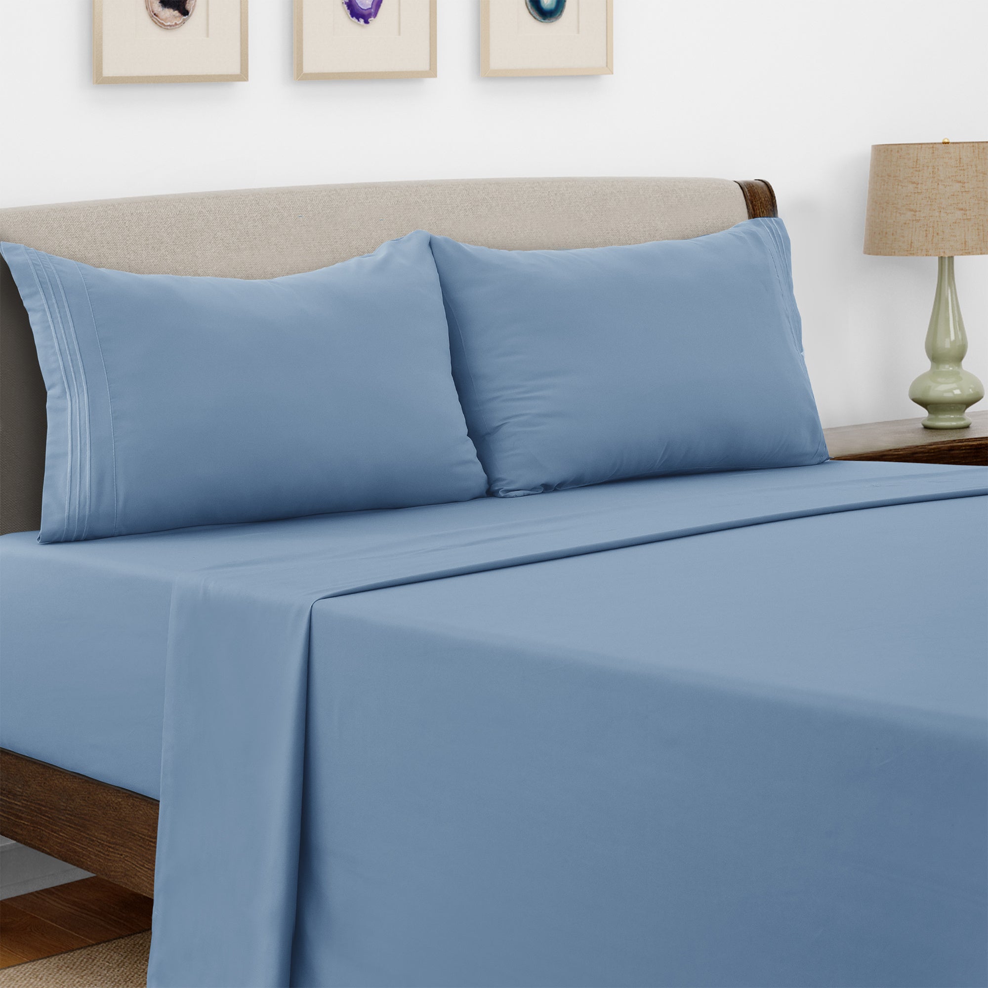 Microfiber Bed Sheet Set 4 Piece - Soft Breathable Deep Pocket 16 inch Fitted Sheet, Flat Sheet & Pillowcases, Wrinkle Fade Resistant Bedding for All Seasons Twin Twin XL Full Queen King Cal King, 24 Colors