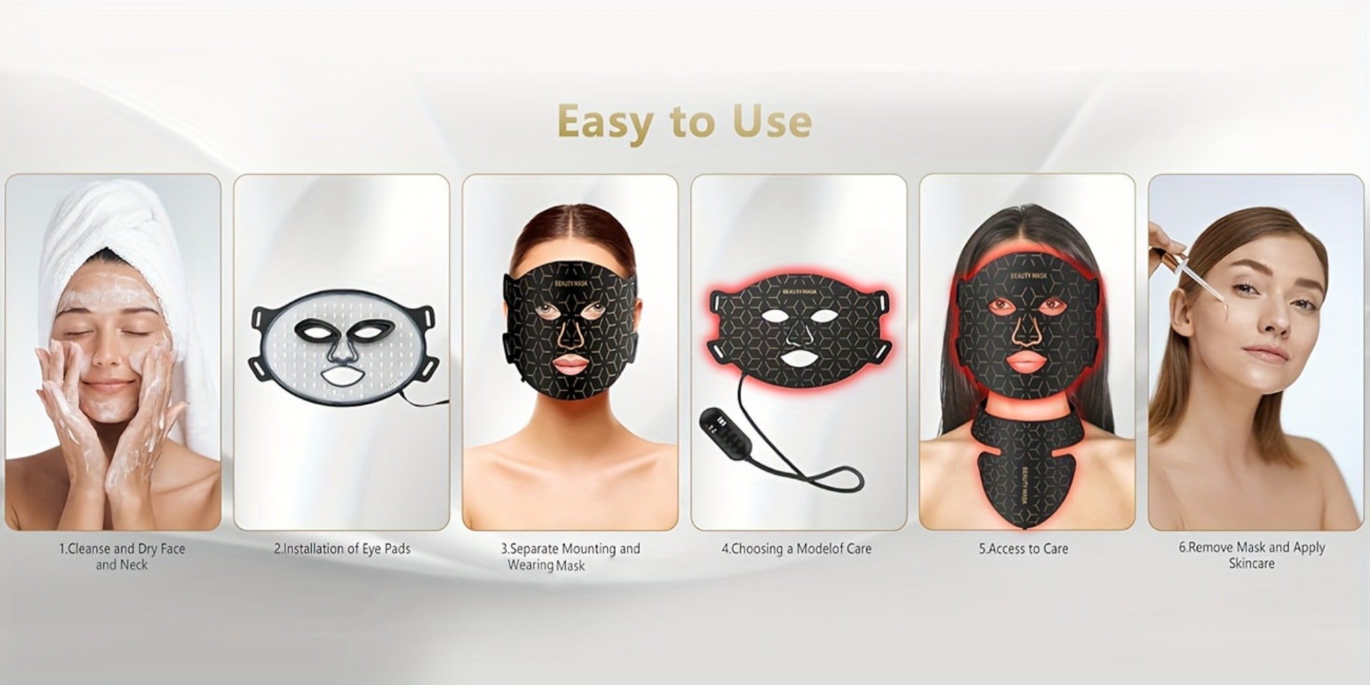 LED Face Mask ¨C 7-in-1 Red Light Therapy for Face & Neck, 93+80 LED Beads, Separate Silicone Applicator, 1800mAh Rechargeable, Adjustable Color Brightness & Timer, Anti-Aging Skin Care Gift for Women