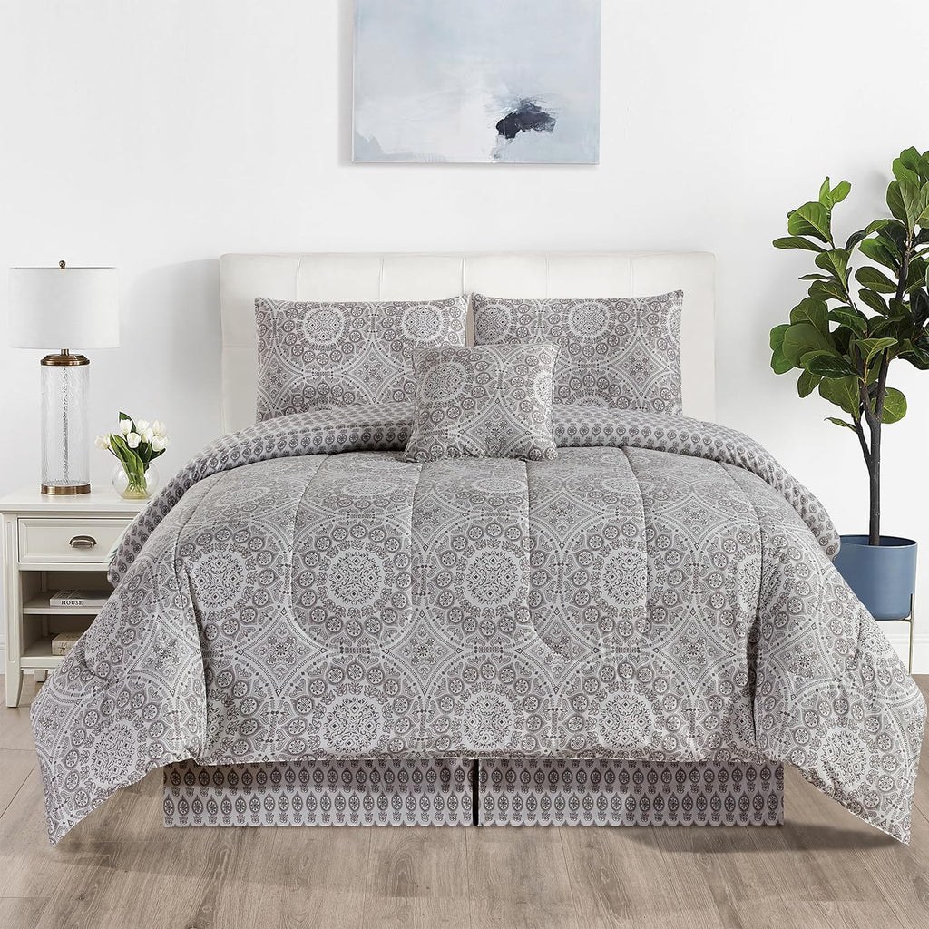 5-Piece Comforter Set ¨C Down Alternative Reversible Quilted Bedding with Bed Skirt & Pillow Shams, Twin Queen King, All Seasons ¨C 13 Colors