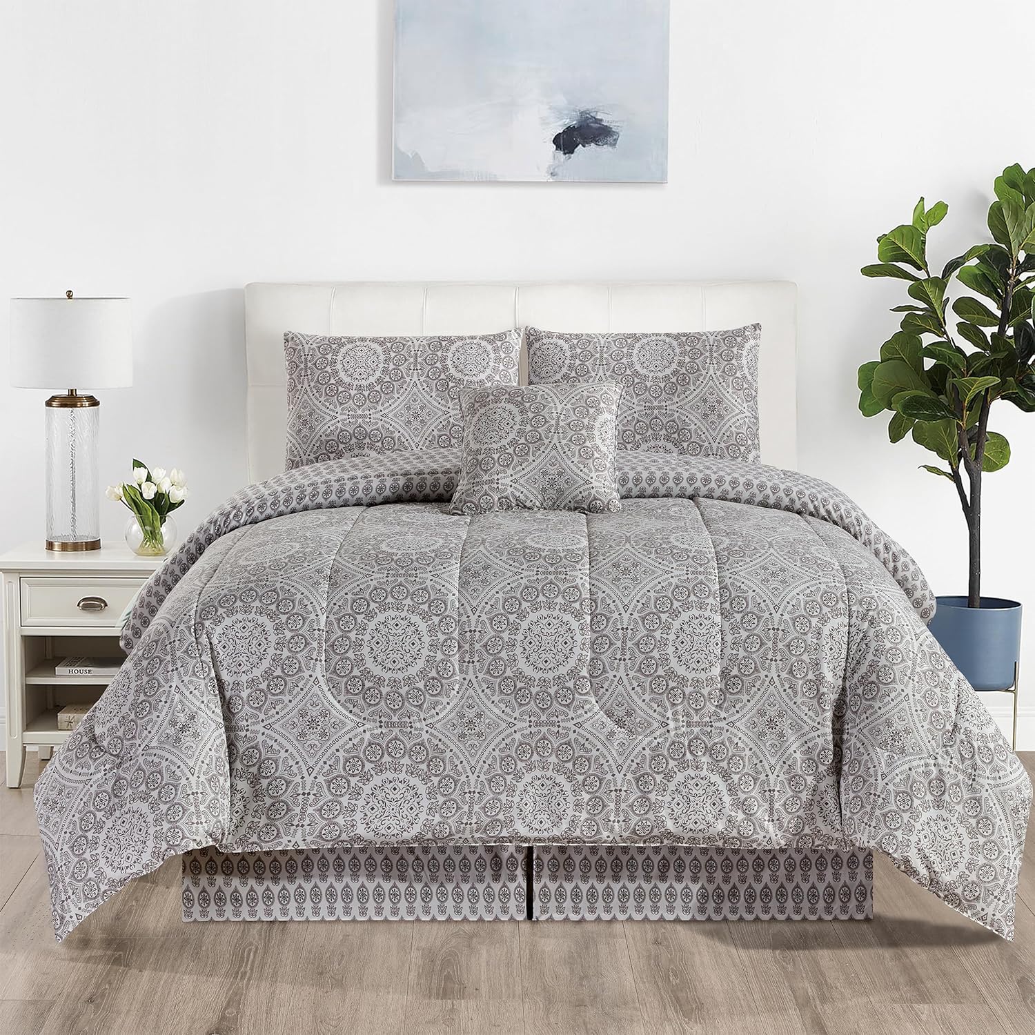 5-Piece Comforter Set ¨C Down Alternative Reversible Quilted Bedding with Bed Skirt & Pillow Shams, Twin Queen King, All Seasons ¨C 13 Colors
