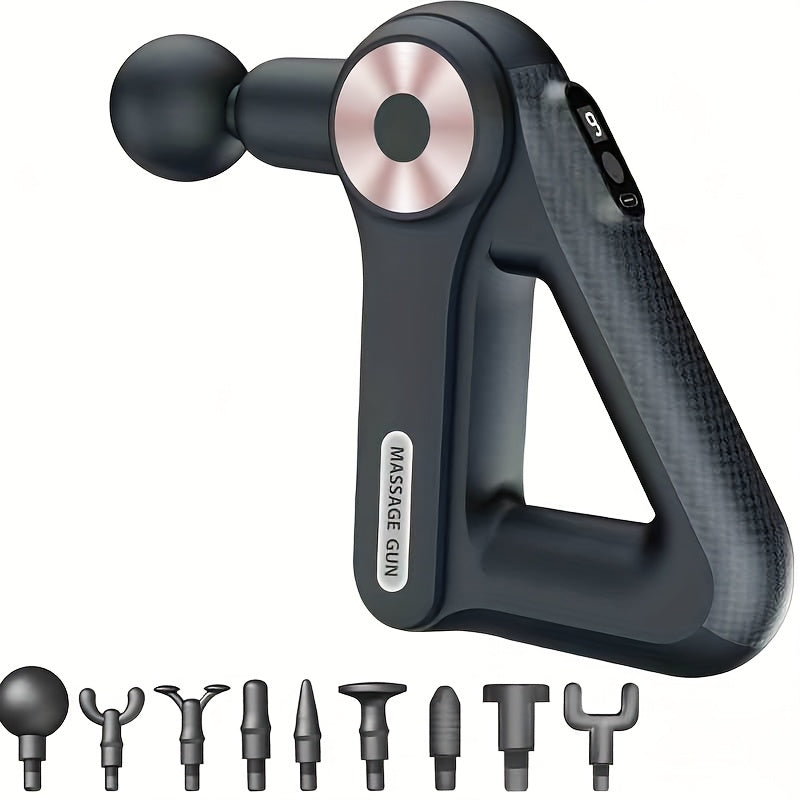Massage Gun Deep Tissue Percussion Massager Portable | 9 Attachments 9 Speed Settings Muscle Relief Fatigue Recovery Pain Alleviation | Compact Handheld Body Massager for Athletes Gym Home Office | Blue Black Golden Black