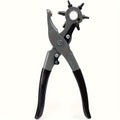 Leather Hole Punch for Belt - Heavy Duty 6-Hole Rotary Belt Puncher Kit for Saddles Shoes Fabric DIY Craft Projects Upgraded Round Hole Punching Tool (Black)