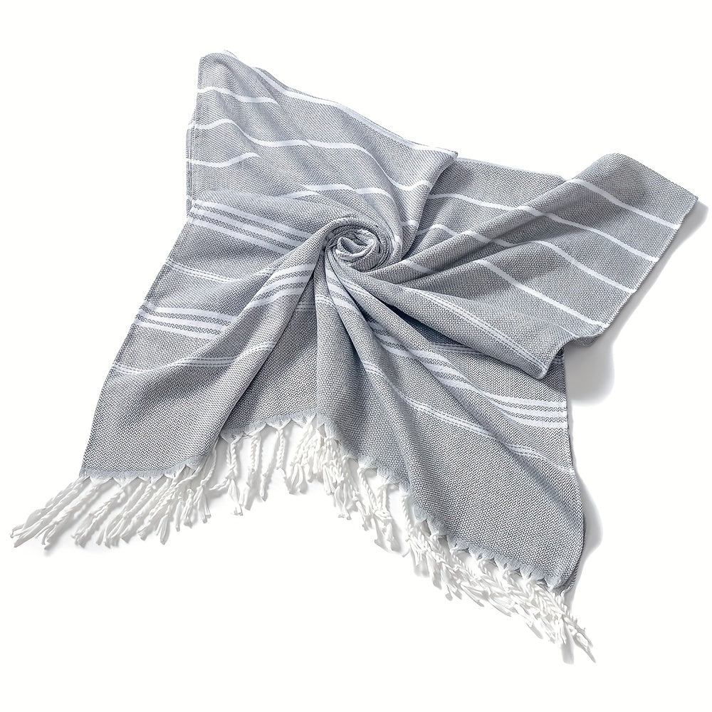 Turkish Striped Beach Towel Oversized 90x180cm 35.5x71in - Quick Dry Lightweight Sand Resistant Shrink Resistant | 10 Colors Blue Grey Orange Red Rose Brown Black Green Royal Blue Cyan | Pool Travel Gym