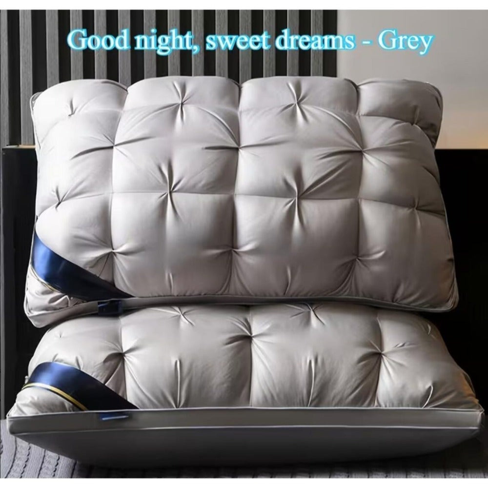 Hotel Quality Pillow Soft Polyester Fiber Bed Pillow with Zipper Closure for Deep Sleep Neck Support, Machine Washable All Season Pillow for Home Bedroom, White Grey 1 2 4 Pack