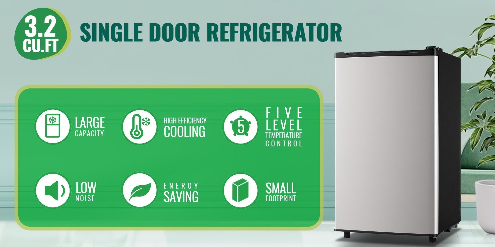 Compact Refrigerator, 3.2 Cu Ft Single Door Mini Fridge with 4-Layer Storage, Removable Shelves, Crisper Drawer & Adjustable Temperature ¨C Quiet Energy-Efficient Small Fridge for Dorm, Office, Apartment and Bedroom