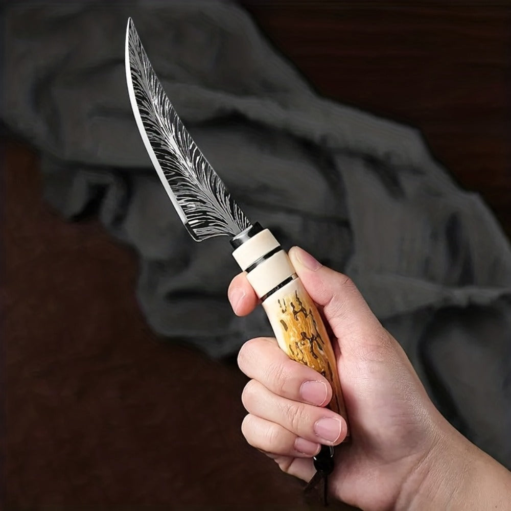 Butcher Knife Professional Bone-In Meat Cleaver Razor Sharp Blade with Patterned Design & Ergonomic Comfort Grip Handle ¨C Heavy Duty Kitchen Chef Knife for Poultry & Meat Cutting
