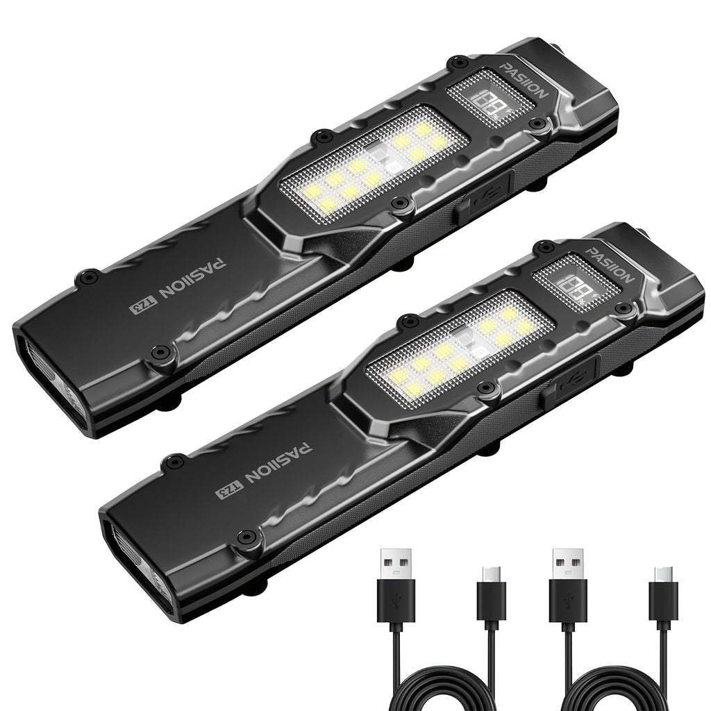 EDC Tactical Flashlight 1500 Lumen USB Rechargeable | Flat Slim Pocket Flashlight High CRI 5 Modes Red Warning Light | Camping Emergency Outdoor Work Gift for Men