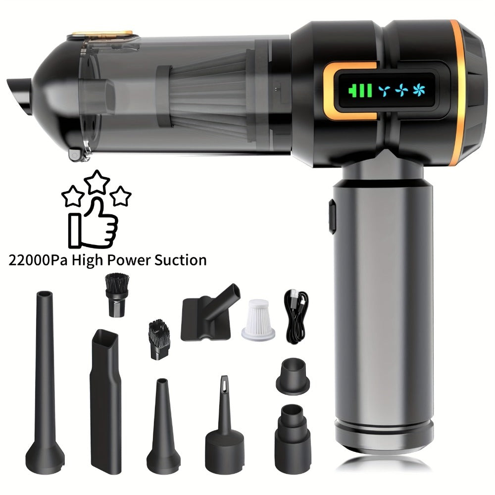 25000PA Handheld Cordless Car Vacuum Cleaner 9-in-1 Rechargeable Brushless Motor Washable Filter Low Noise with Multiple Attachments for Car Home Pet Office Purple Black