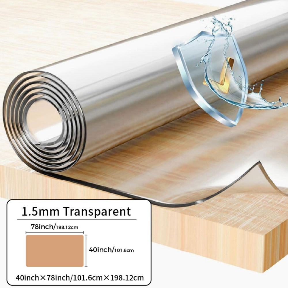 Clear PVC Tablecloth Table Protector 1.5mm Thick Transparent Table Cover Heat Resistant Scratch Resistant Waterproof Desk Mat for Dining Table Home Office Restaurant Coffee Table Multiple Sizes