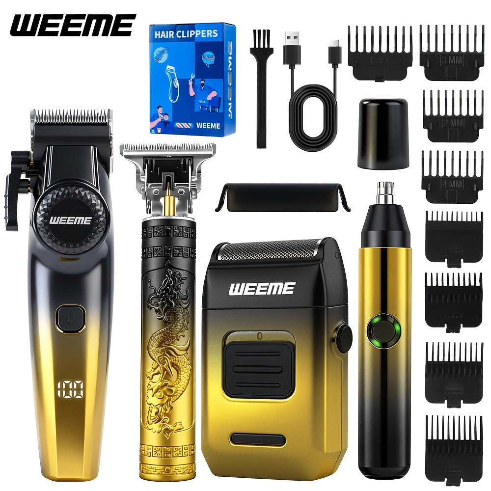 Men's Professional Hair Clipper and Trimmer Set Wireless USB Rechargeable Hair Cutting Kit for Hair and Beard Precise Grooming Gift for Dad Boyfriend Father's Day