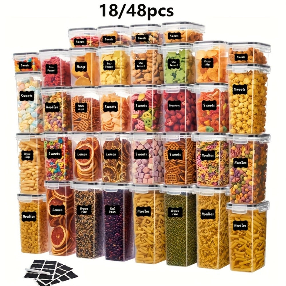Pantry Storage Containers with Lids Labels and Markers - Airtight Kitchen Food Storage Set for Sugar Flour Pasta Grains Nuts Coffee Tea Beans Baking Supplies Organization