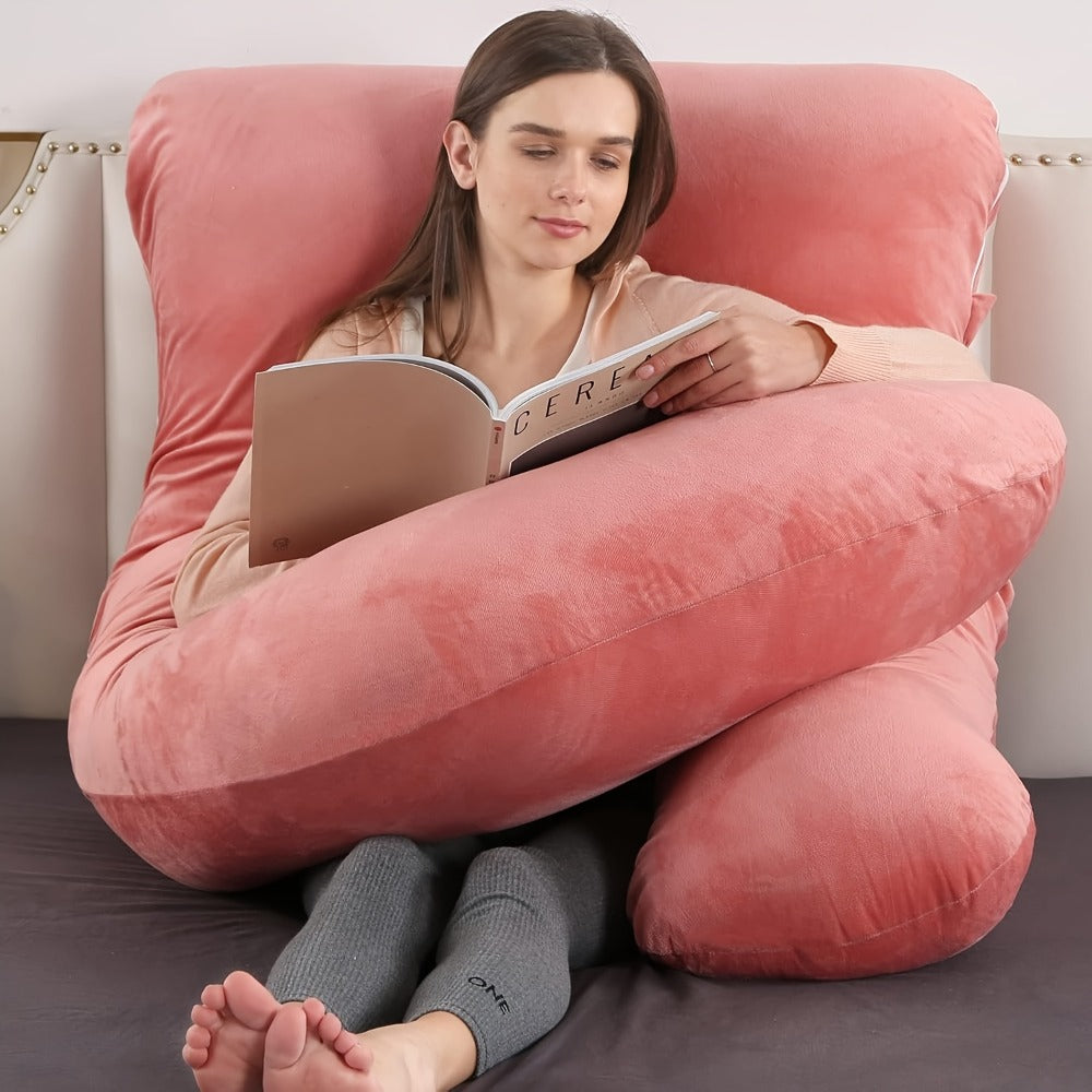 Pregnancy Pillow J-Shape 60 Inch Full Body Maternity Pillow with Velvet Cover ¨C Back Leg Belly Support for Pregnant Women Side Sleeper Body Pillow Multiple Colors