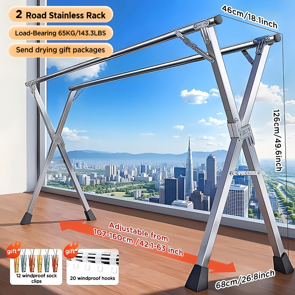 Stainless Steel Clothes Drying Rack Adjustable Retractable Foldable Indoor Outdoor Laundry Rack Heavy Duty