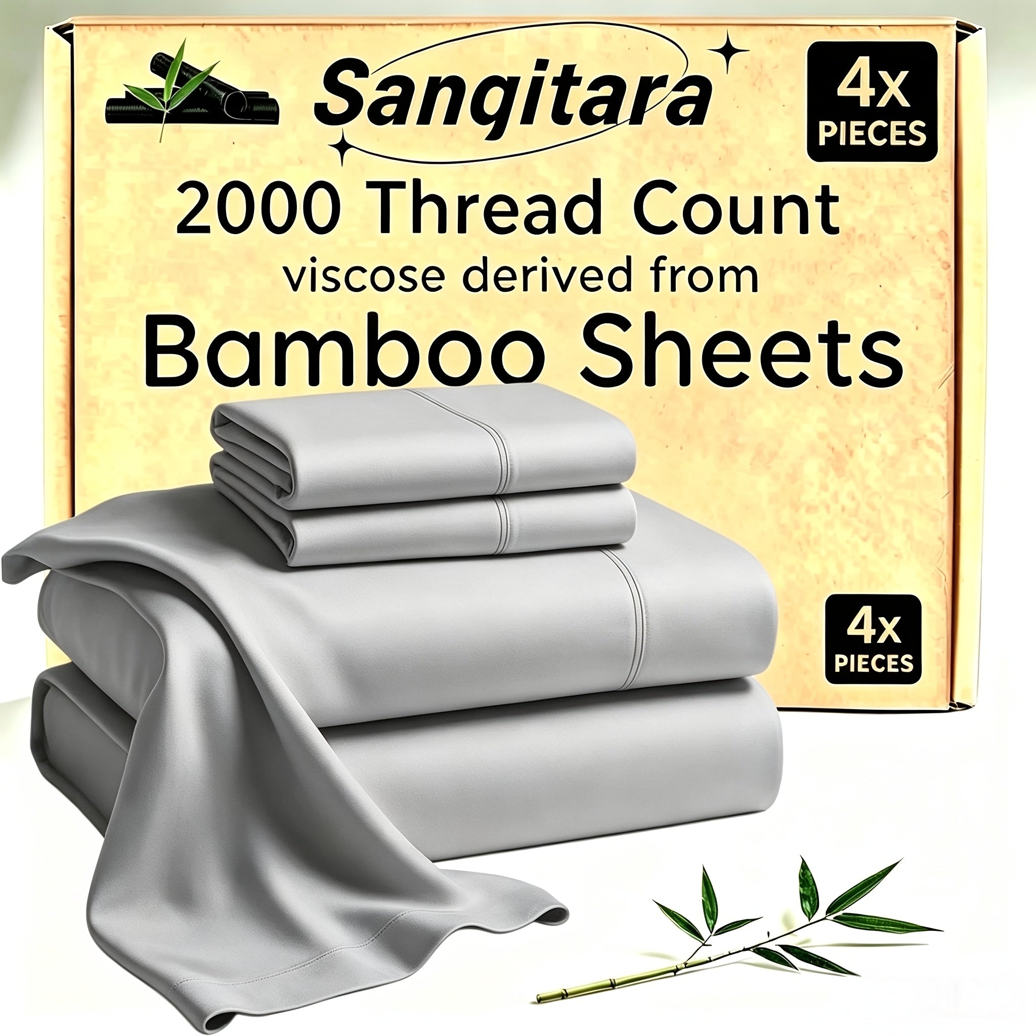Cooling Fitted Sheet Bamboo Blend Ultra-Soft Deep Pocket Bed Sheet for Hot Sleepers Twin Full Queen King Size Machine Washable Breathable Cooling Bedding White Black Gray Navy Purple Apricot