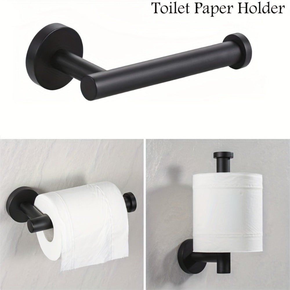 5-Piece Bathroom Hardware Set SUS304 Stainless Steel 24¡± Towel Bar Towel Ring Toilet Paper Holder Robe Hooks Black Silver Gold