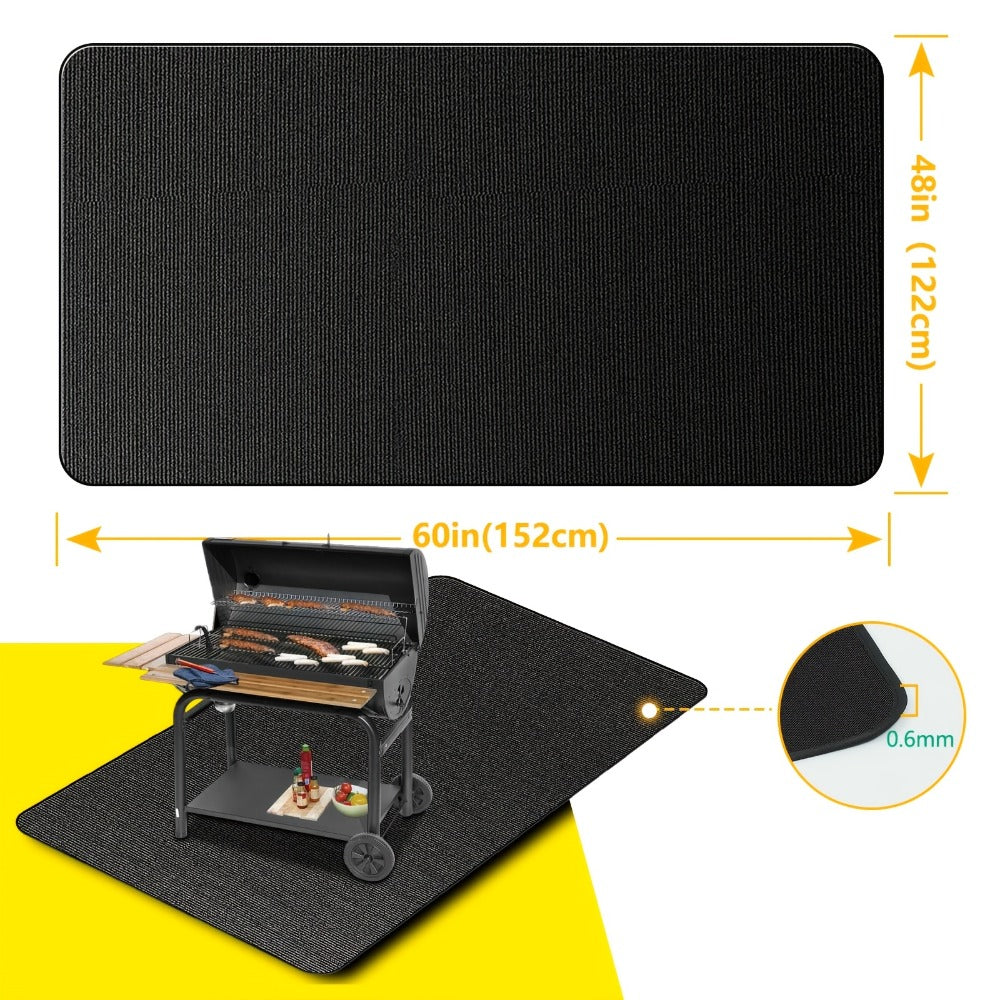 Grill Mat Fire Resistant BBQ Pad ¨C Oversized Under Grill Mat 2000¡ãF Heat Resistant, Waterproof Oil-Resistant Deck Protector for Outdoor Grilling, Fireplace & Fire Pit ¨C 60x48, 72x39, 76x51 Inches