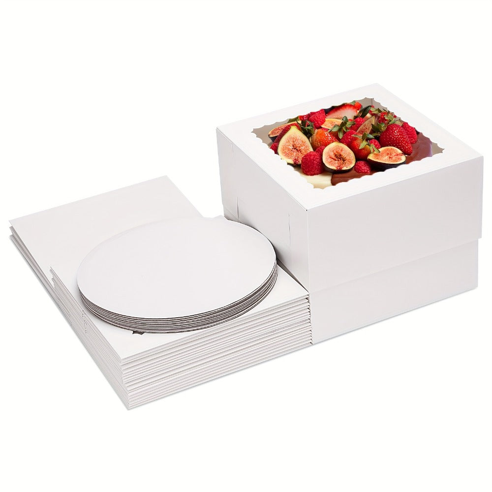 Tall Cake Boxes with Boards 10pcs ¨C Multi-Layer Bakery Gift Box Set 10x10x8in for Birthday Wedding Party