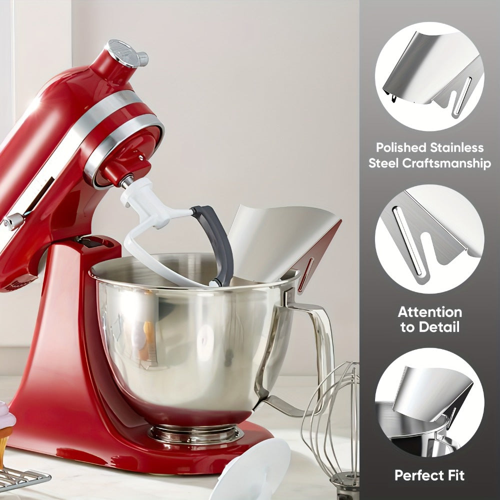 Stand Mixer Pouring Chute Stainless Steel ¨C Dishwasher Safe Pouring Shield for KitchenAid Tilt-Head & Bowl-Lift Models, 1-Pack or 2-Pack Baking Accessory, Durable & Splash-Proof