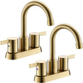 Bathroom Faucet 4-Inch 2-Handle Centerset ¨C 360¡ã Swivel Spout, Pop-Up Drain & Supply Lines Included, 2-3 Hole Vanity Sink Faucet for RV & Home, Brushed Gold, Matte Black, Nickel & Chrome