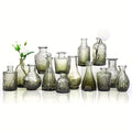 Mini Glass Vases Bulk Set 14pcs Gradient Green Relief Flower Bottles for Wedding Centerpiece Home Dining Table Party Decor Halloween Christmas