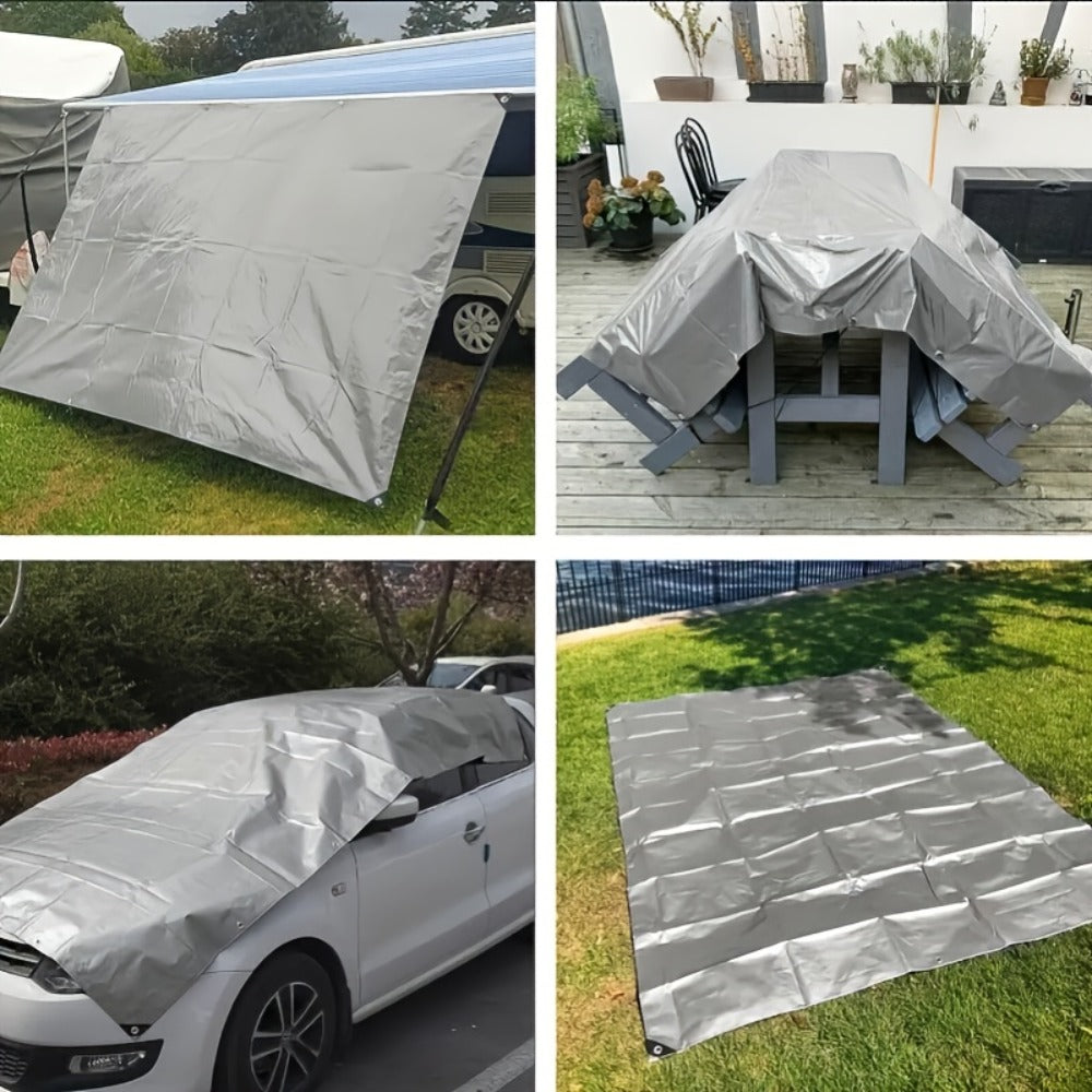Heavy Duty Waterproof Tarp 2-Pack 10Mil 150GSM Black Silver ¨C Tear-Proof Polyethylene Cover with Reinforced Grommets for Roof Pool Boat Car Camping & Outdoor