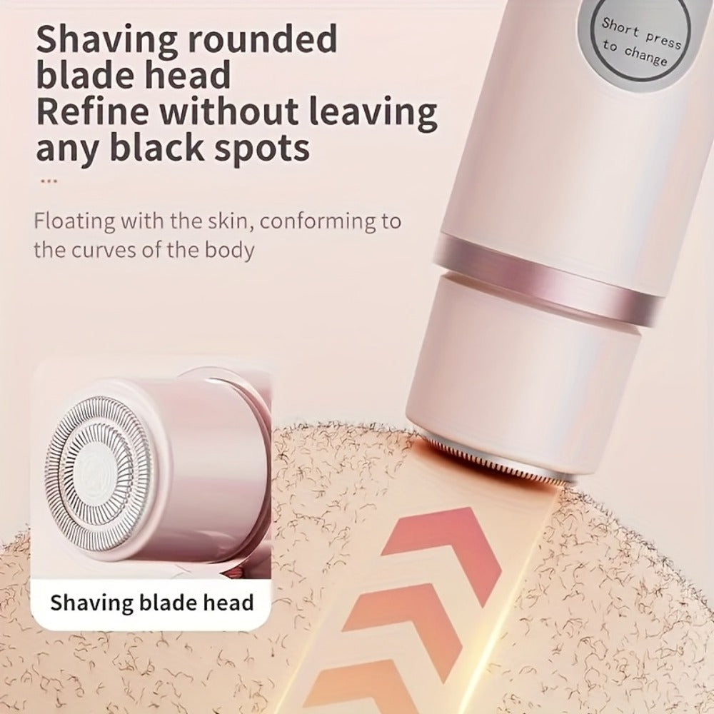 Electric Shaver for Women 2-in-1 USB Rechargeable - Wet & Dry Hair Removal for Bikini, Face, Legs, Underarms & Eyebrows, Portable Cordless Lady Shaver with Stainless Steel Blade, Pink