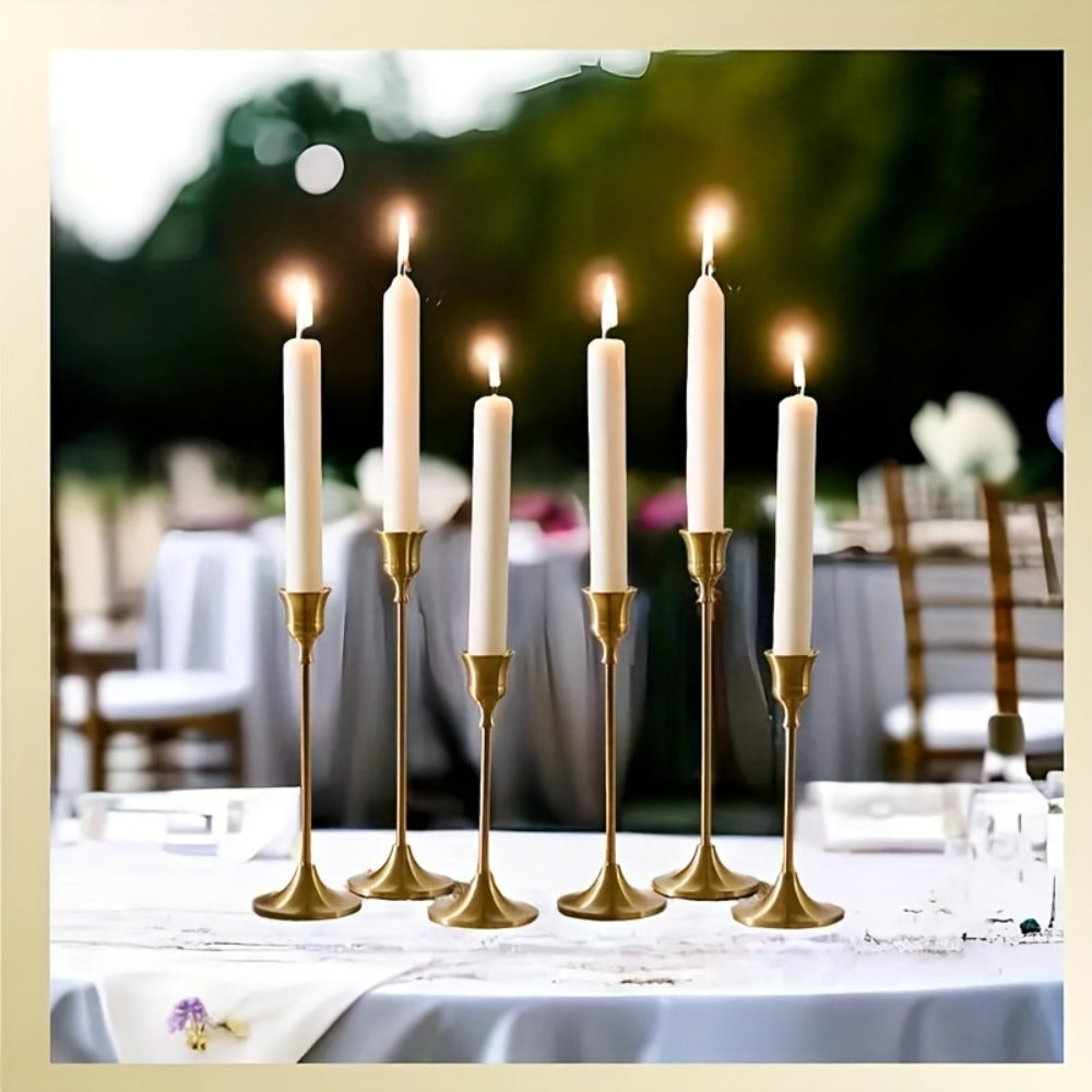 6-Pack Bell-Shaped Metal Candle Holders for Christmas Halloween Weddings ¨C Tabletop Centerpiece Decor, Brass & Matte Black, Multi-Holiday Home Hotel Decoration