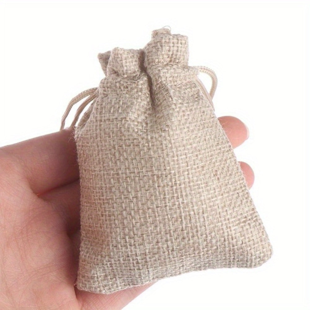 Natural Jute Drawstring Bags 50pcs ¨C Multipurpose Gift Pouches for Party Favors, Wedding, Packaging & Storage