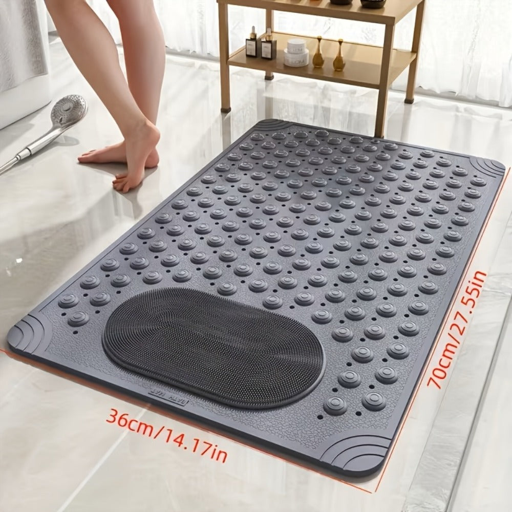 Non-Slip Bath Mat with Massage Buttons - PVC Shower Mat with Polka Dot Pattern, 0.35¡± Thick Rectangular Bathroom Safety Mat | Anti-Slip Bathtub Mat for Shower, Tub & Bathroom Floor | Multiple Colors