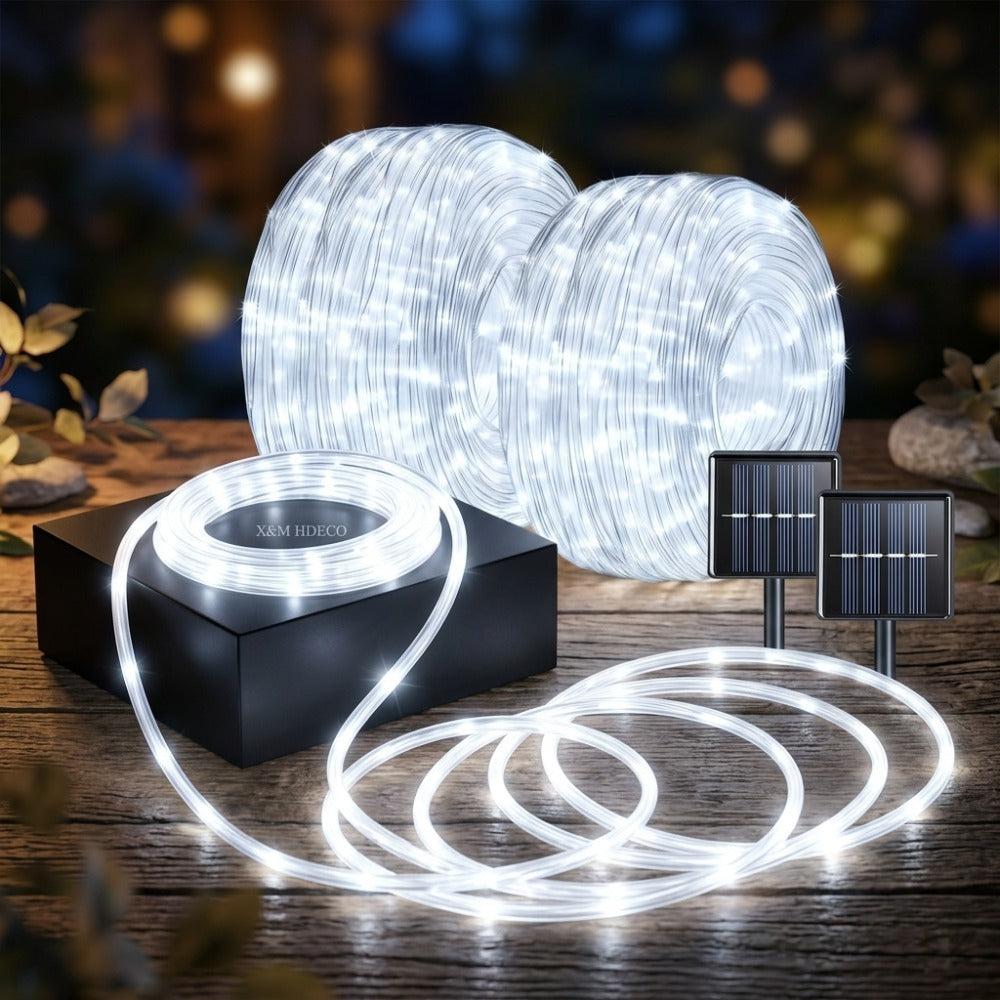 Outdoor Solar LED String Lights Waterproof ¨C Flexible Fairy Lights 23FT to 105FT for Pool, Fountain, Garden, Patio & Wedding Decor ¨C Neon Blue, White, RGB & Amber Colors