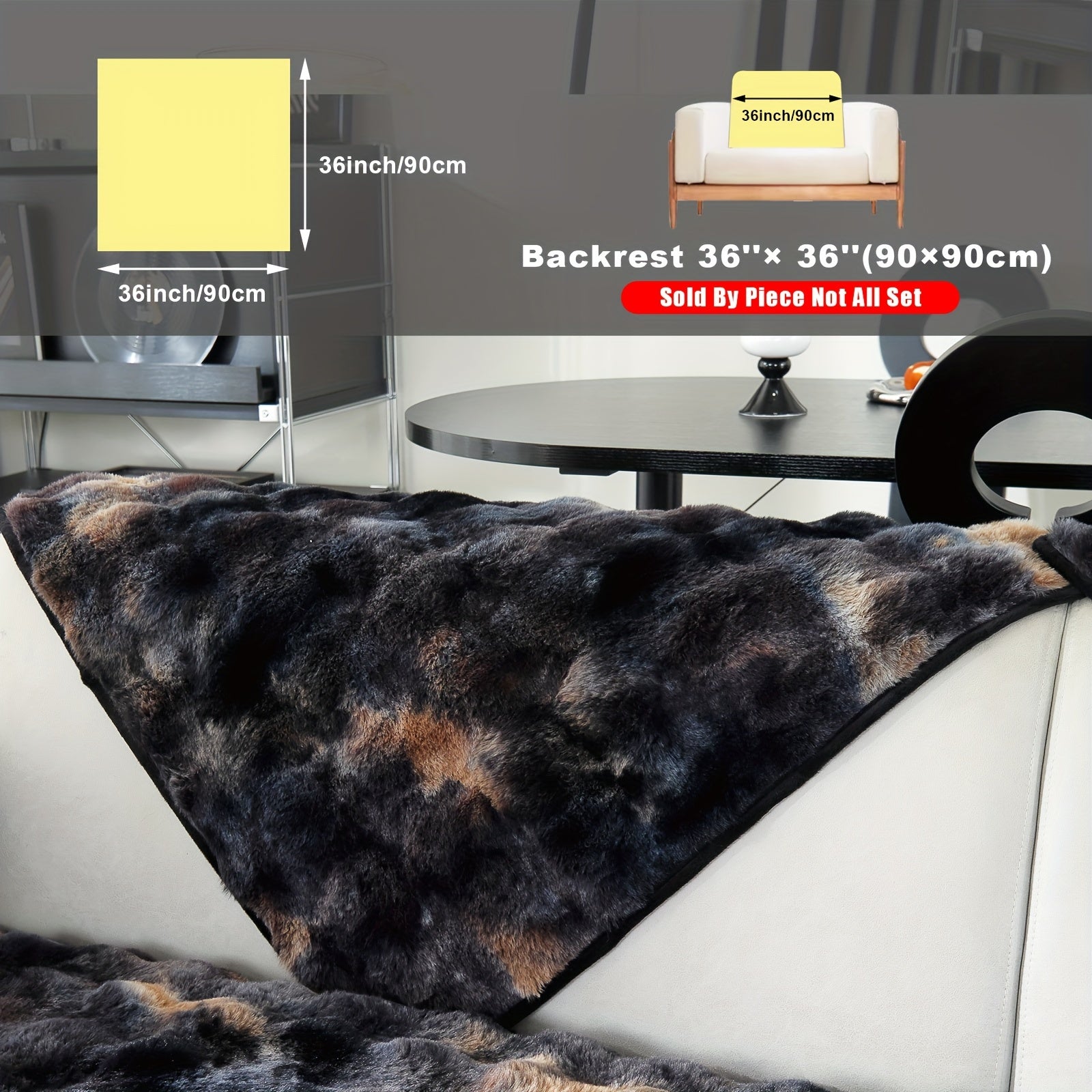 Plush Sofa Cover Faux Lamb Thick Fluffy Couch Slipcover Pet Friendly Machine Washable Gradient Color Polyester Furniture Protector for Armchair Single Double Triple Sofa Living Room Home Decor