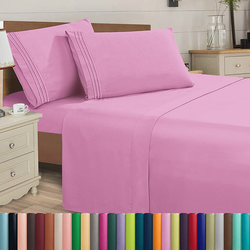 Microfiber Bed Sheet Set 4-Piece Deep Pocket Cooling Sheets Twin Full Queen King Cal King Split King ¨C Soft Wrinkle Fade Resistant Hotel Quality Bedding