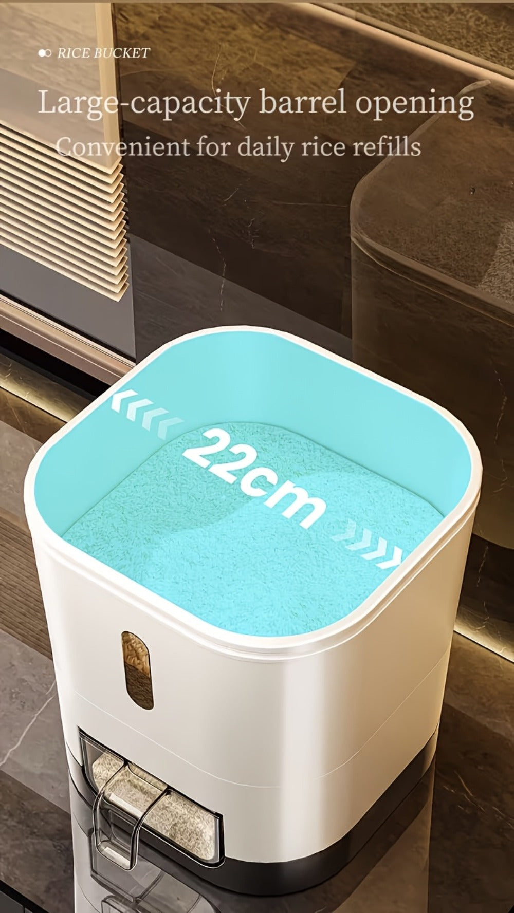 Airtight Rice Container with Measuring Cup | Large Capacity Moisture-Proof Rice Dispenser for Rice, Grains, Flour, Pet Food ¨C BPA-Free Kitchen Food Storage