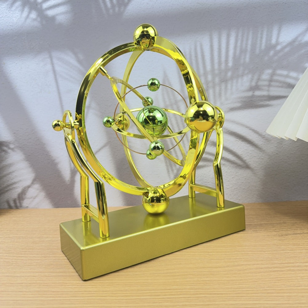 Perpetual Motion Pendulum Desk Decor - Cosmic Swing Solar System Planets Atomic Model Science Demonstration Self-Running No Battery Office Home Physics Gift