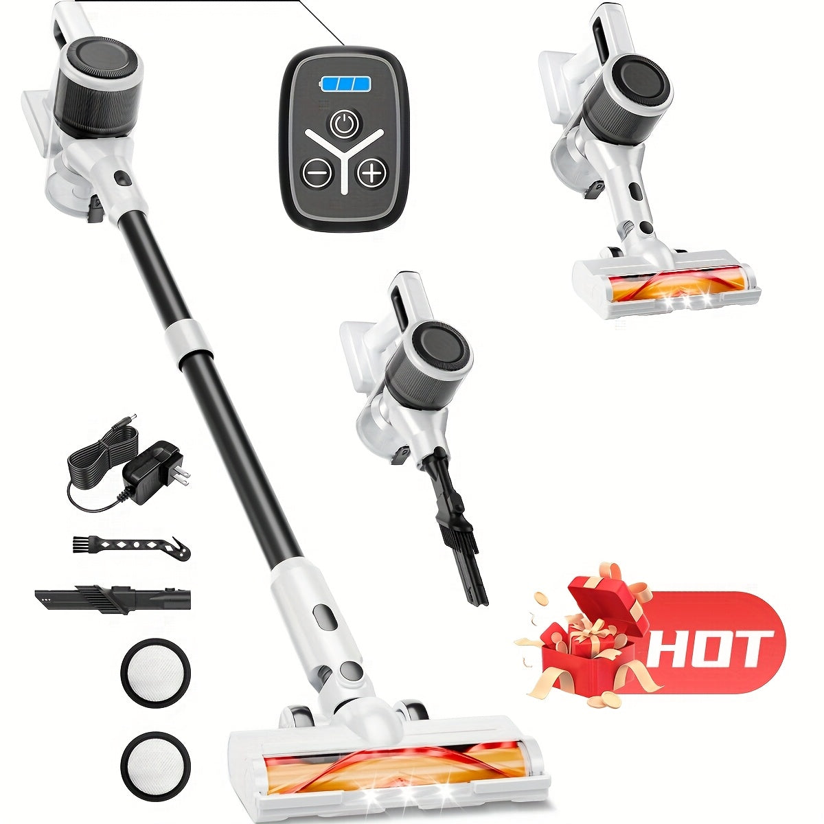 45KPA Cordless Stick Vacuum Cleaner 8-in-1 Rechargeable, Up to 45 Min Runtime Lightweight Handheld Vacuum for Carpet Pet Hair Hardwood Floor Home, Powerful Suction Multi-Attachment Floor Vacuum Cleaner