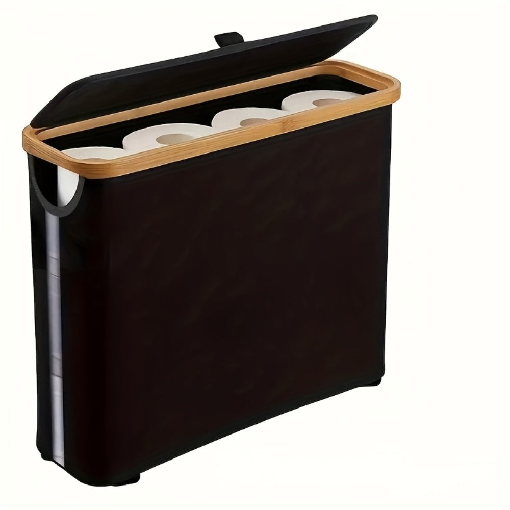 Bamboo Toilet Paper Holder Freestanding Bathroom Storage Organizer Holds 12 Rolls Tissue Roll Dispenser Modern Slim Design for Bathroom Bedroom Laundry Room Tissue Accessories Storage
