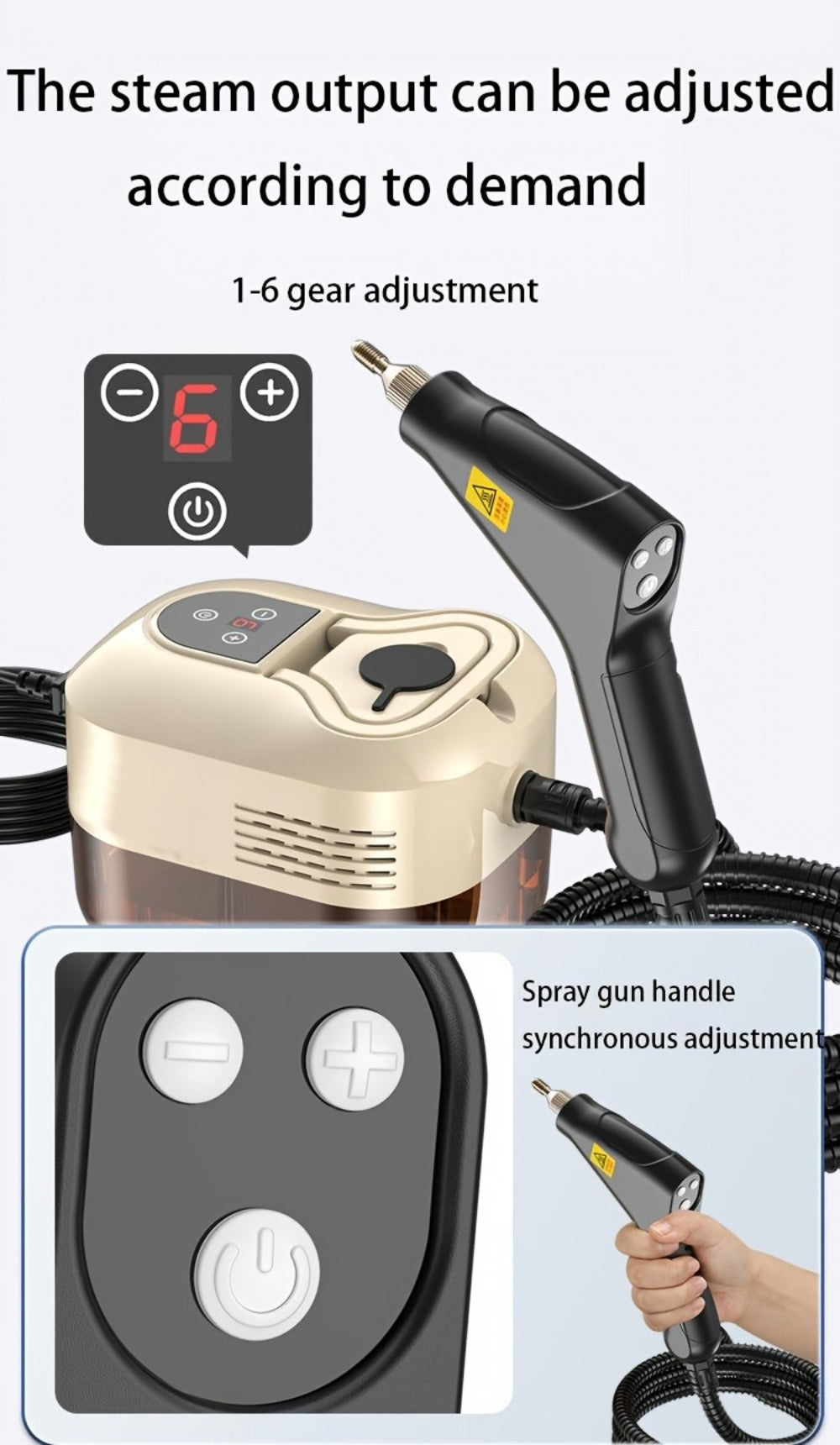 High Temperature Steam Cleaner Handheld Carpet Cleaner High Pressure for Kitchen Grease Sofa Air Conditioner Washing Machine Tile Grout Easy Carry Home Use